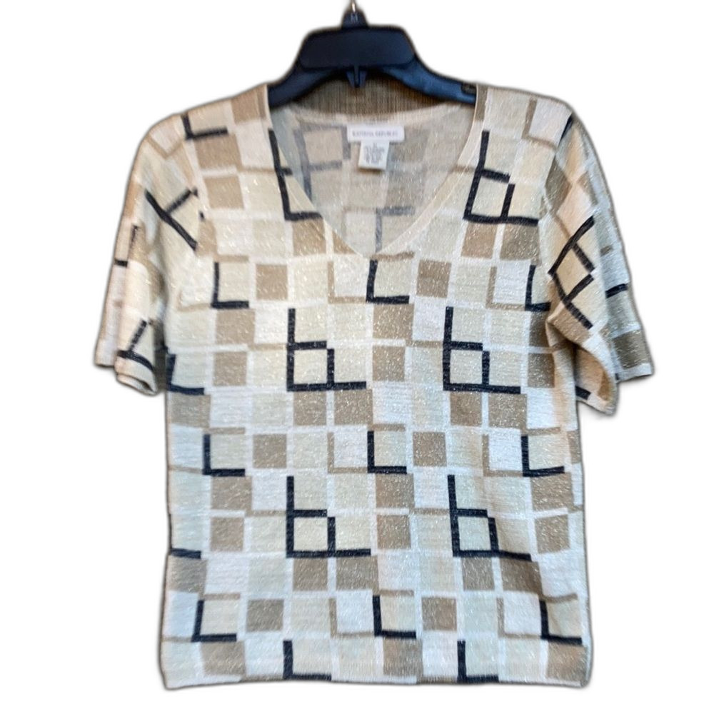 Banana Republic golden metallic geo print silk tee t-shirt